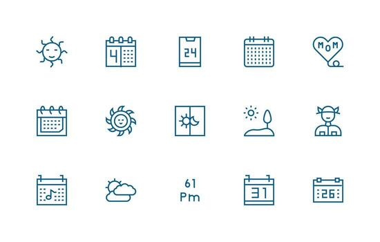 Regular Line Icons from Day Set with 15 Vectors Sharp Icons for Presentations