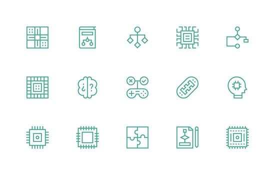 lógica visual paquete conteniendo 15 regular línea íconos píxel Perfecto íconos para moderno aplicaciones vector