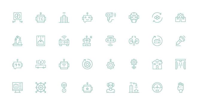32 Thin Line Style Icons from Automation Collection Design Icon Pack vector