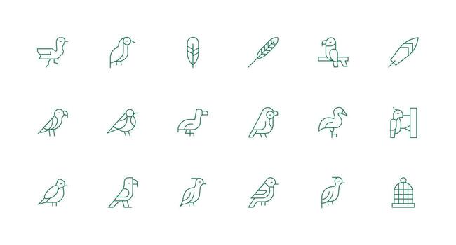 Minimal Line Icons from Ornithology Set with 18 Vectors Multi-Style Icon Collection