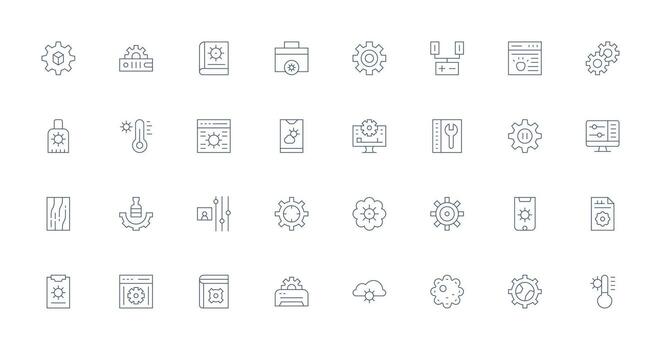 32 Thin Line Vectors for Parameters Theme Scalable Icon Pack