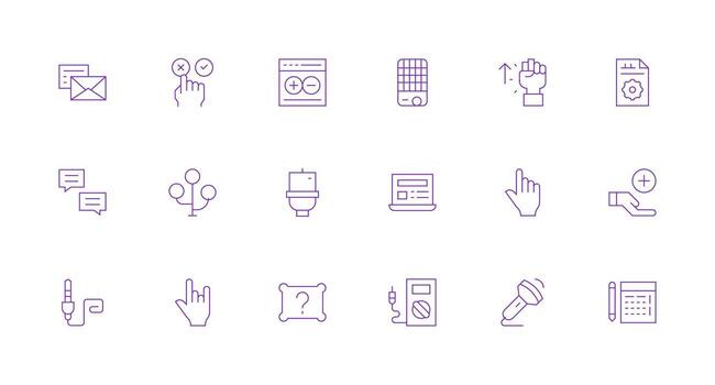 Minimal Line Style Input Icons with 18 Vectors Simple Icons for Interface and Wireframes