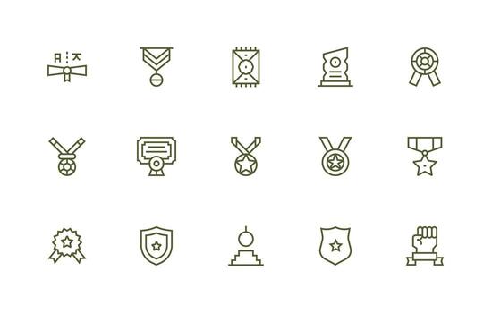 15 Merit Icons in Regular Line Aesthetic Well-Structured Icons for Creative Use vector