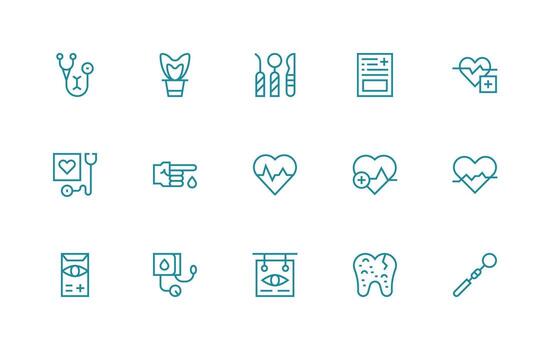 15 Regular Line Vectors for Checkup Theme All-Purpose Icon Design Pack