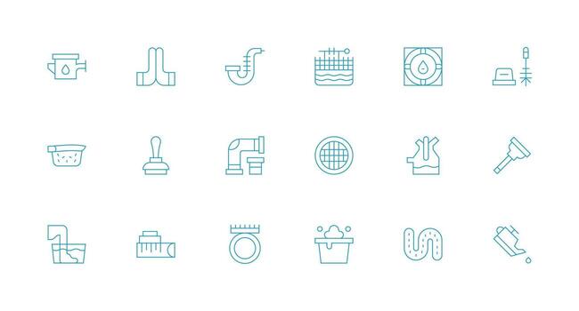 Minimal Line Icons from Drain Set with 18 Vectors Icon Collection Set