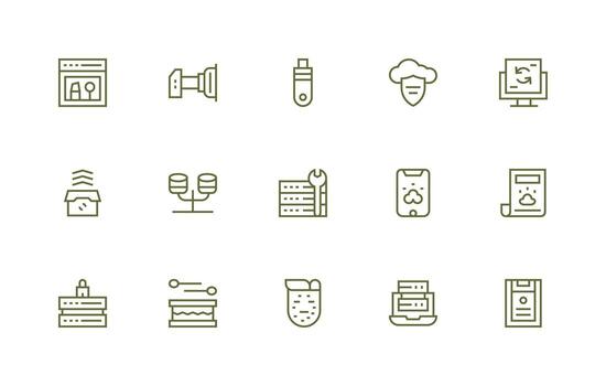 apoyo incluso 15 regular línea ilustraciones ui icono conjunto vector