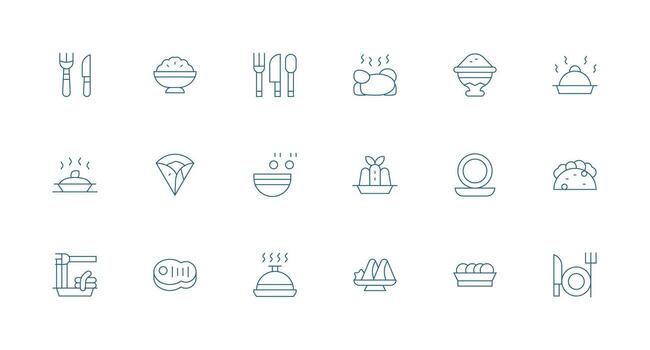 Minimal Line Icons from Plate Set with 18 Vectors Responsive Icon Set for Flexible Layouts