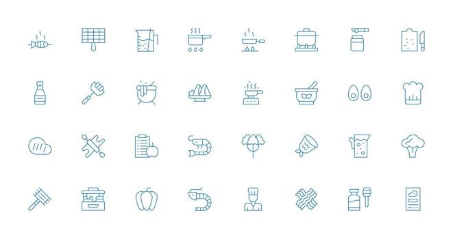 Thin Line Icons from Recipe Set with 32 Vectors Compact Icon Set