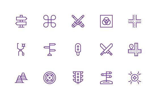 15 Regular Line Designs for Intersection Icons Layout Icon Collection vector