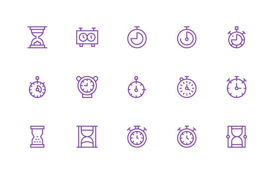 Elapsed Time Design Icons featuring 15 in Regular Line Style Balanced Icon Set for Functional Design vector