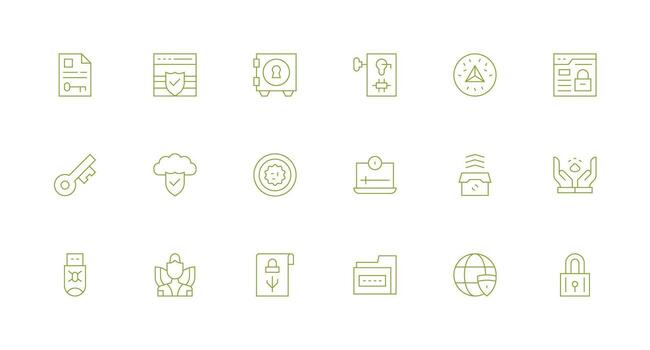 Encryption featuring 18 Icons in Minimal Line Design UI Icon Set vector