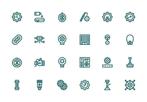 Mechanism Set with 24 Thick Line Line Icons Full Icon Library for UI Designers vector