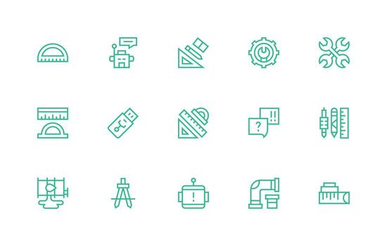 regular línea estilo técnico íconos con 15 vectores alta resolución íconos para ninguna plataforma