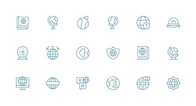 18 Icons for Globe in Minimal Line Format Digital Product Icons for Fast Delivery vector