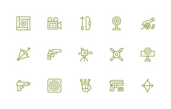 Shooting Visual Pack containing 15 Regular Line Icons Dashboard Icon Series vector