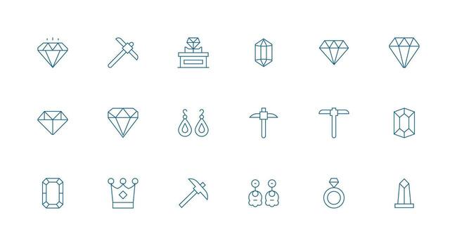 18 Minimal Line Style Icons from Gem Collection Responsive Icon Set for Flexible Layouts vector