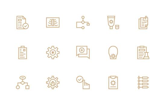procedimiento presentando 15 íconos en regular línea diseño monitor icono paquete vector