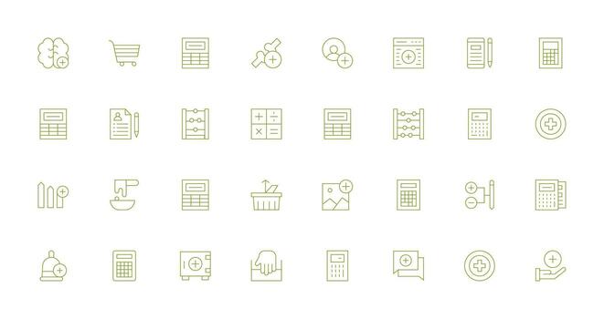 32 Thin Line Style Icons from Add Collection Scalable Icons for All Themes vector