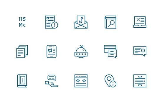informacion presentando 15 íconos en regular línea diseño ui icono conjunto vector