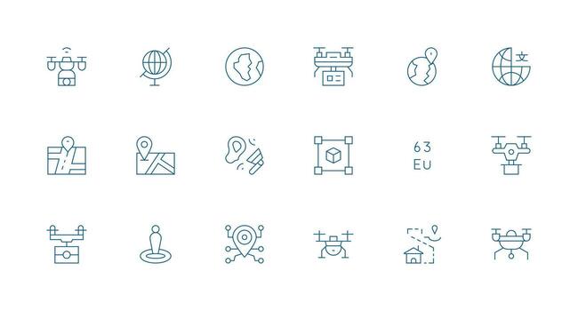 18 Minimal Line Icons for Mapping Graphics Layout Icon Collection vector