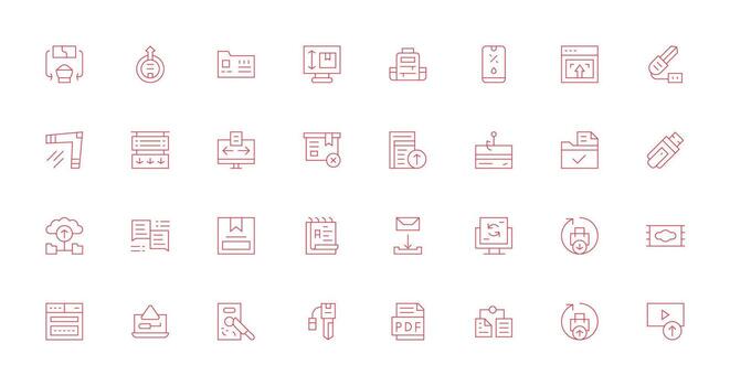 Delgado línea estilo digital archivo íconos con 32 vectores estándar icono paquete