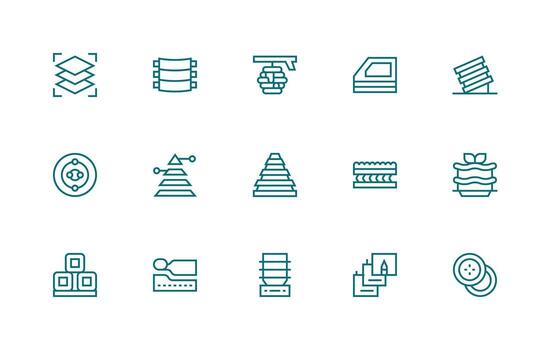 Regular Line Icons from Layers Set with 15 Vectors Clean Icon Set Icon Pack for UI Projects