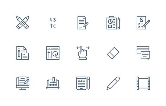 15 íconos para edición en regular línea formato organizado glifo íconos para rápido diseño vector