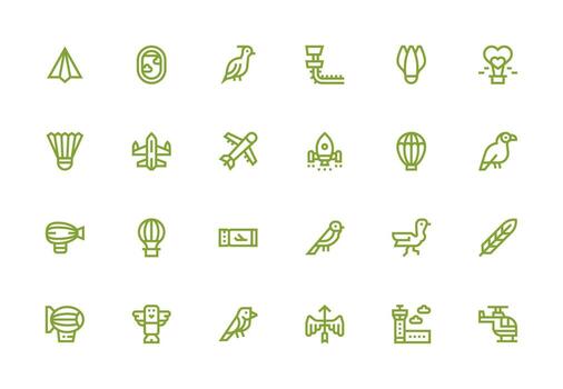 Flight Icon Set with 24 Thick Line Line Graphics Basic Icon Series vector