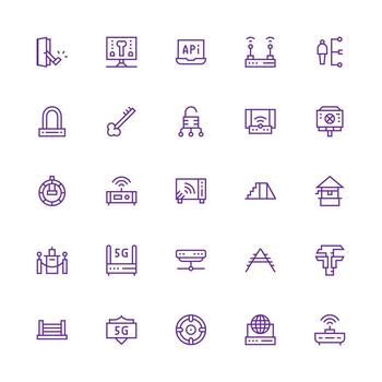 acceso punto icono conjunto con 25 medio carrera contorno gráficos mínimo icono paquete vector