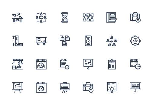 24 Thick Line Line Icons for Project Graphics Well-Structured Icons for Creative Use vector