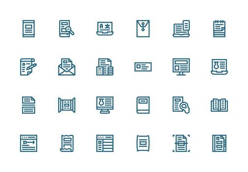 Digital Document Visual Pack containing 24 Thick Line Line Icons Organized Glyph Icons for Fast Design vector