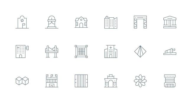 Structure including 18 Minimal Line Illustrations General Use Icon Pack vector