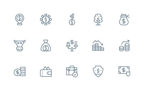 15 Regular Line Style Icons from Assets Collection Icon Set vector