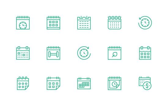 15 Regular Line Icons for Yearly Graphics Complete Icon Set for Mobile Apps vector