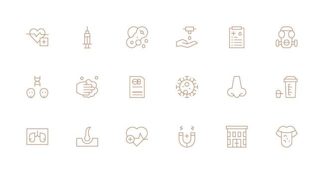 Health Visual Pack containing 18 Minimal Line Icons Multi-Purpose Icon Set vector