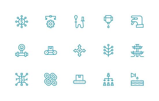 fluir presentando 15 íconos en regular línea diseño icono conjunto vector