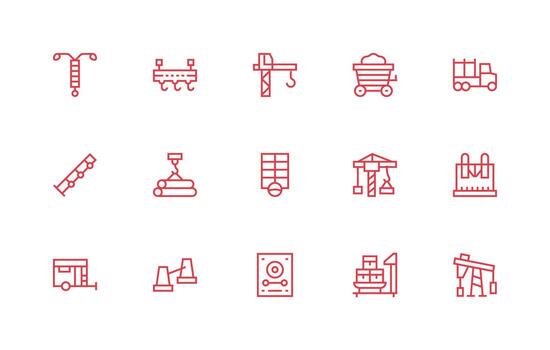 Load Icon Set with 15 Regular Line Graphics UI Icon Set vector