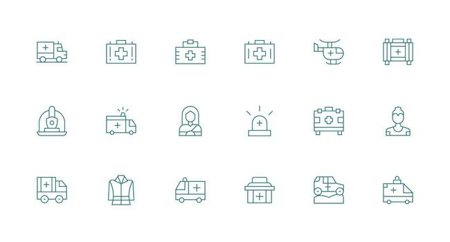18 Minimal Line Icons for Paramedic Graphics Scalable Icons for All Themes vector