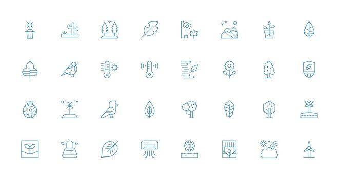 32 Icons for Environment in Thin Line Format Universal Icon Pack vector