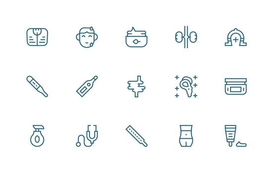 Regular Line Style Body Icons with 15 Vectors Versatile Icon Collection for Designers