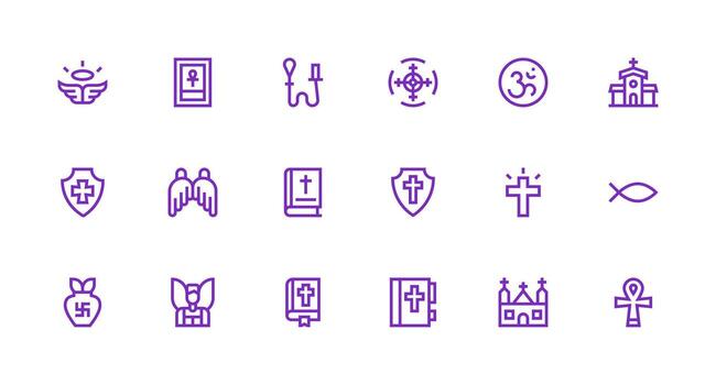 18 Strong Stroke Line Designs for Divine Icons Sharp Icons for Presentations vector
