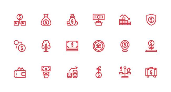 Strong Stroke Line Icons from Assets Set with 18 Vectors Optimized Icon Pack for Digital Products
