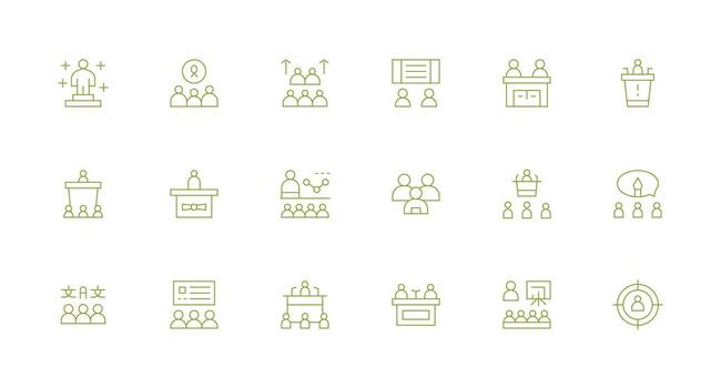 Audience Set with 18 Minimal Line Icons Basic Icon Series vector
