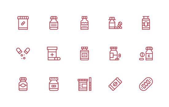 Regular Line Icons from Capsule Set with 15 Vectors Outline Icon Pack