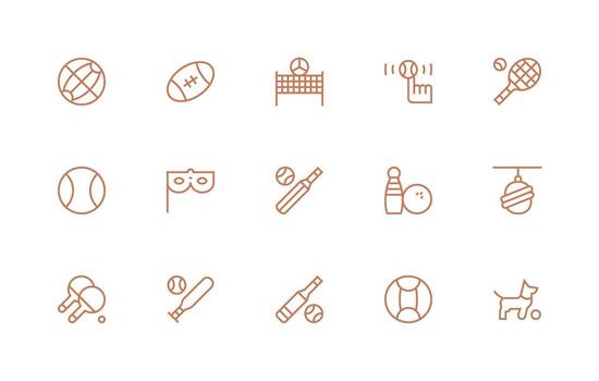 15 Regular Line Style Icons from Ball Collection Design Icon Pack vector