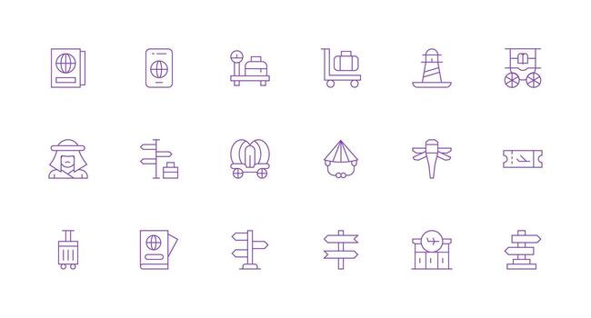 18 Minimal Line Icons for Traveler Graphics Dashboard Icon Series vector