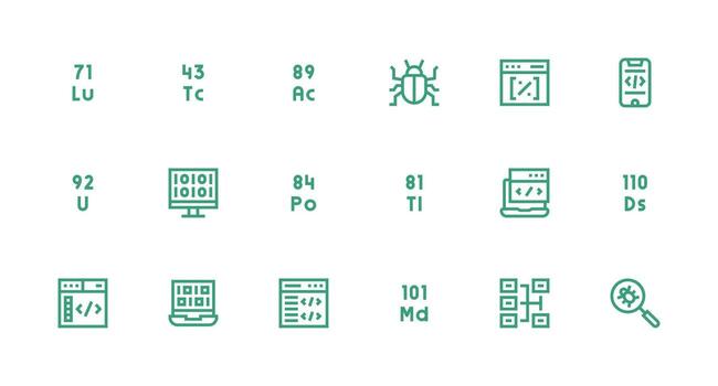 código icono conjunto con 18 fuerte carrera línea gráficos alta calidad icono paquete vector