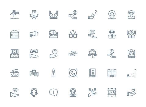 Regular Clean Line Style Help Icons with 35 Vectors Interface Icon Collection