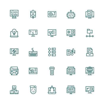 25 Medium Stroke Outline Icons for Computer Graphics Icon Pack for UI vector