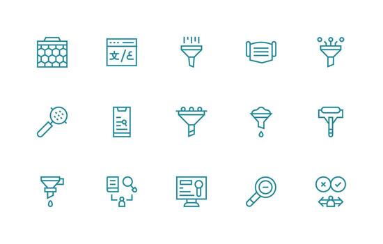 Regular Line Style Filtering Icons with 15 Vectors Layout Icon Collection